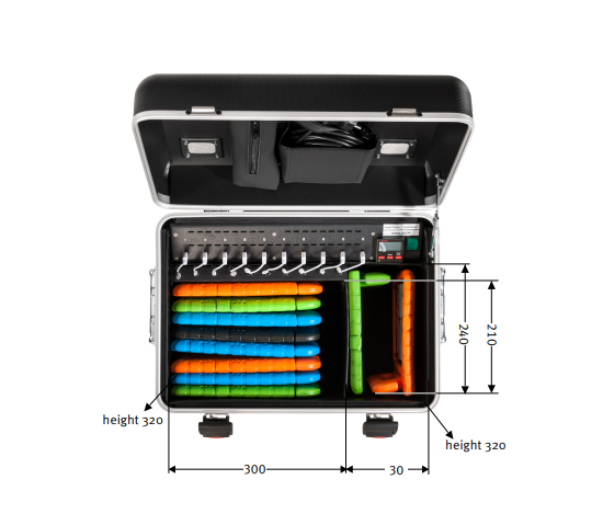Parat Paraproject i10S trolley case mit 10 Fächern charge&sync schwarz