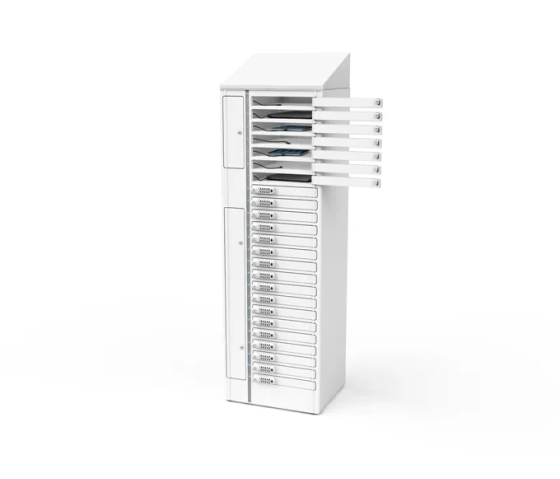 Fächerschrank mit Ladefunktion Zioxi VLS1-24S-M-C-G für 24 Geräte bis zu 17 Zoll - digitales Codeschloss - Steckdosen
