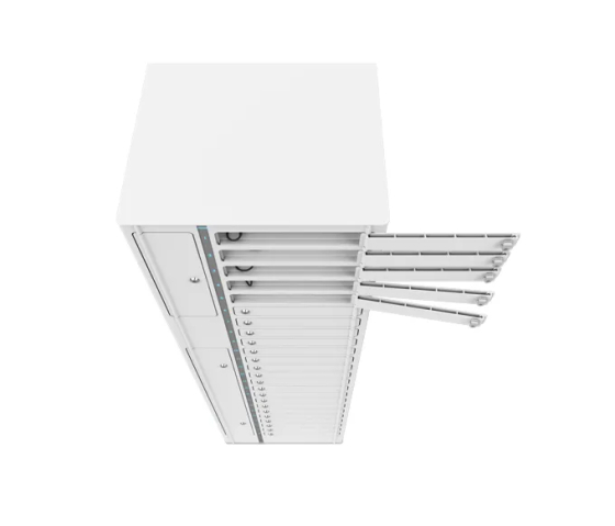 Fächerschrank mit Ladefunktion Zioxi VLS1-24S-M-C-G für 24 Geräte bis zu 17 Zoll - digitales Codeschloss - Steckdosen