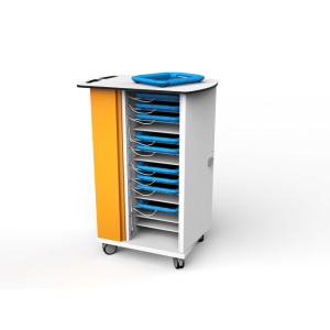 Charge & Sync Ladewagen für 16 iPads mit dicken Schutzhüllen - Zioxi SYNCT-KC-16 - Schlüsselschloss