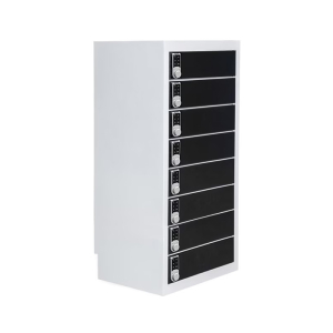 Fächerschrank mit Ladefunktion BR8DCS Schwarz für 24 mobile Geräte - USB & Steckdosen - digitale Codeschlösser