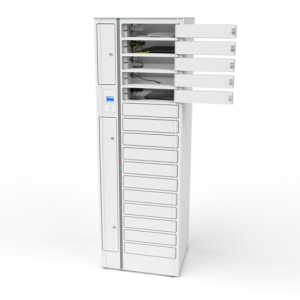 Zioxi Volt BYOD-Ladeschrank für 16 Laptops – Steckdose + USB-C 60 W – RFID & onView